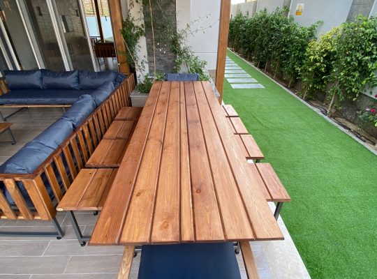 outdoor table 3m and 10 bench